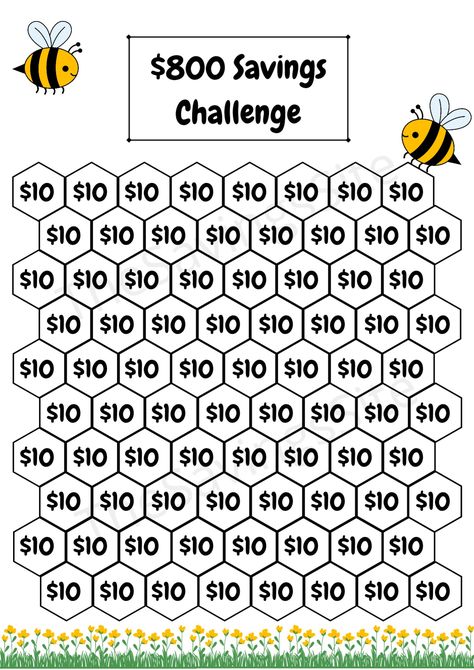 800 Saving Challenge, 10 Dollar Bill, Savings Tracker Printable, Goals Setting, Printable Money, Saving Money Chart, Savings Chart, Money Chart, Money Saving Methods