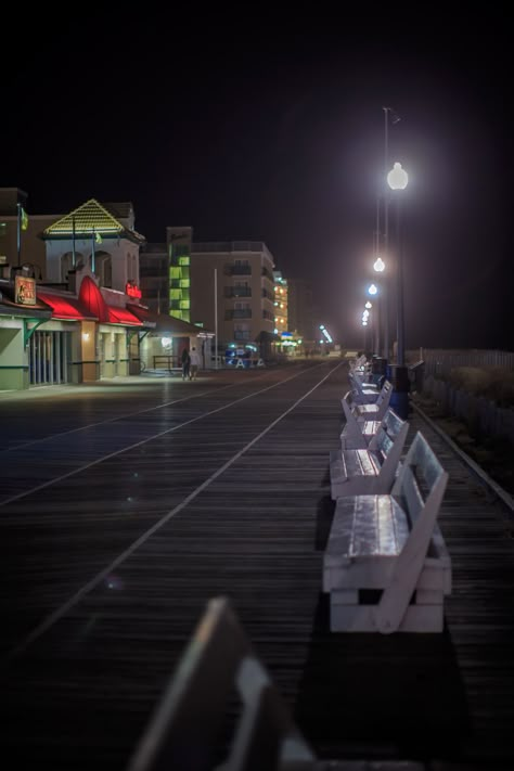 Night Boardwalk | Rehoboth Beach, Delaware Rehoboth Beach Delaware Boardwalk, Delaware Aesthetic, Boardwalk At Night, Beach Town Aesthetic, Future Mood, Boardwalk Beach, Widget Pics, Town Aesthetic, Rehoboth Beach Delaware