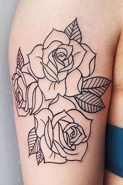 35 Gorgeous Rose Tattoo Ideas for Women - The Trend Spotter Tattoo Planets, Rose Outline Tattoo, Rose Tattoo Meaning, Tattoos Rose, Rose Outline, Outline Tattoo, Geniale Tattoos, Flower Outline, Tattoo Stencil Outline