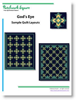 God's Eye Gods Eye Quilt Block, Cross Quilts, Free Quilt Block Patterns, Bandana Crafts, Fall Quilt Patterns, Fall Quilt, God's Eye, Material Ideas, Block Layout