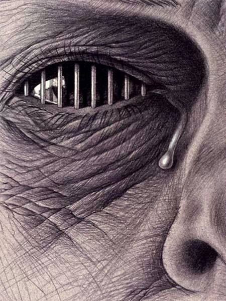 Creepy, yet very sad Eyeball Art, Prison Art, Eyes Artwork, Dark Art Tattoo, Soyut Sanat Tabloları, Dark Art Drawings, Gcse Art, A Level Art, Weird Art