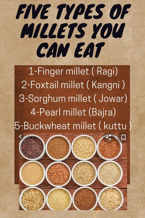 Millets are coarse grains. This contains proteins, iron , vitamins, milnerals ,fibers . Millets consumption reduces the blood sugar and many chronic types of diseases .This can take in your breakfast, lunch and in dinner also . Millets are rich source of antioxidants. You should slowly add any milltes in your diet to give some adjusting time to your digestive system .Too much of millets can cause constipation and stomach bloating .So we should eat millets in right quantity. Types Of Millets, Millet Benefits, Millets Recipes, Millet Recipe, Iron Vitamins, Indian Baby Food Recipes, Chart School, Dark Chocolate Benefits, Chocolate Benefits