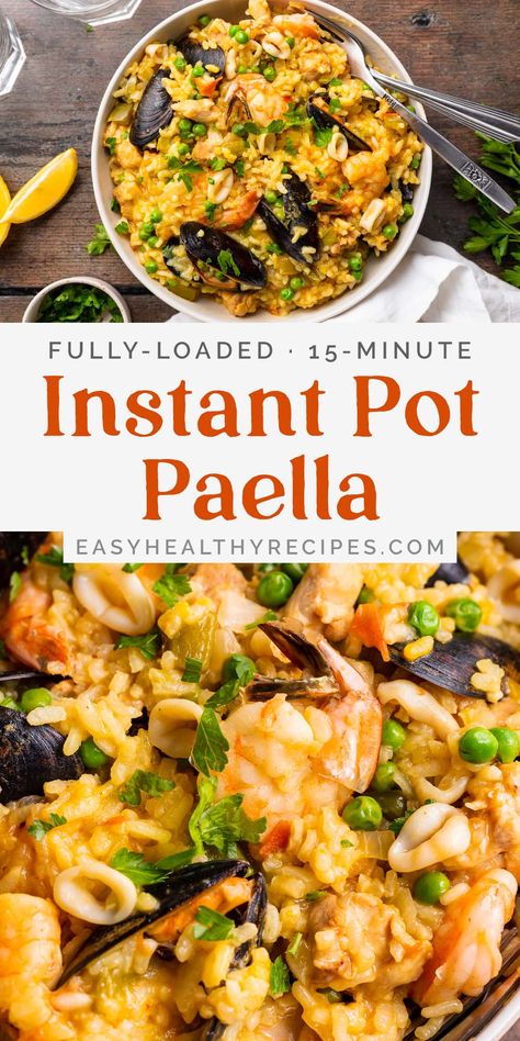 Fish Recipes Instant Pot, Instant Pot Paella, Instapot Seafood Recipes, Instant Pot Shrimp Recipes, Instant Pot Seafood, Instant Pot Fish, Chicken Paella, Paella Recipe Seafood, Calamari Recipes