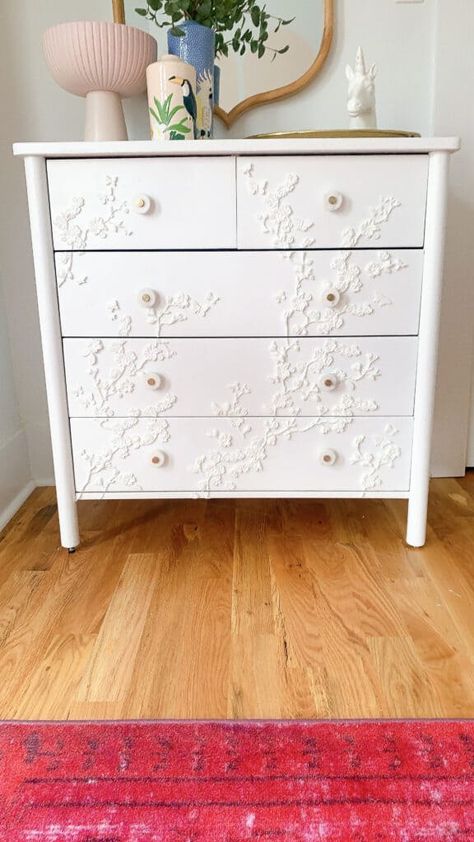 Bjorksnas Dresser, Ikea Bjorksnas, Resin Dresser, Ikea Dresser Hack, Dresser Hack, Furniture Decoupage, Ikea Dresser, Beautiful Dresser, Bedroom Decor Inspiration