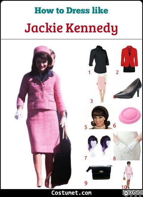 Jackie Kennedy Costume Jackie O Costume Halloween, Jackie O Halloween Costume, Jackie O Costume, Pink Blazer And Skirt, Vintage Capsule Wardrobe, Fall Costume, 60s Fashion Trends, Jackie O's, Black Collared Shirt