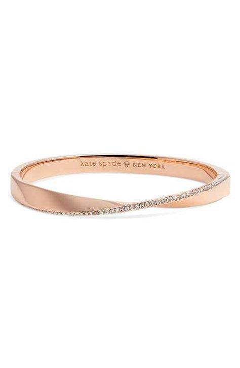 Bracelets Rose Gold, Hand Cuffs, Twist Jewelry, Pave Bangle, Kate Spade Bangle, Gold Bangles For Women, Diamond Bracelet Design, Pave Jewelry, Twisted Bangle