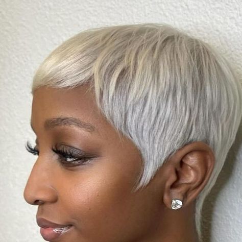 The Cut Life on Instagram: "WOW…this platinum pixie transformation is SENSATIONAL! @thastylist18 @hairxreggie 🤍 #thecutlife #platinumpixie #platinumblonde #shorthair #shorthaircut #shorthairstyle #houstonhairstylist" Pixie Transformation, Platinum Pixie, Cut Life, Virtual Class, Dope Hairstyles, Modern Salon, Platinum Blonde, The Movement, Brown Skin