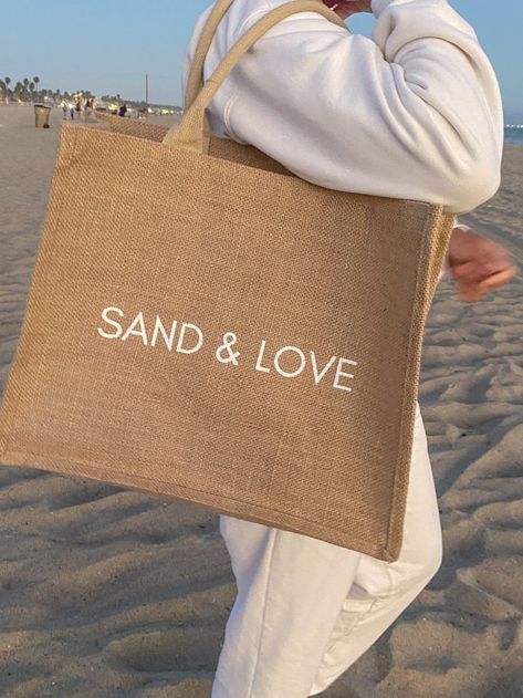 Jute Beach Bag, Bachelorette Gift Bags, Large Beach Bags, Beach Honeymoon, Bridesmaid Gift Bags, California Sunset, Burlap Bags, Jute Tote Bags, Jute Totes