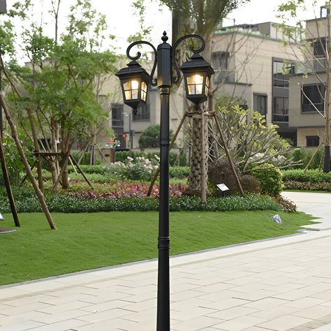 Our outdoor post lights are made of aluminum material through high temperature baking process, which is waterproof and rust proof. The lampshade is made of glass material with high light transmittance, which is more sturdy and durable. It can create a warm and inviting atmosphere for your home landscape. The garden lamp post not only has high durability, but also has a wider range of lighting, more beautiful appearance and longer service life. And it is waterproof and not affected by any weather Outdoor Pole Lights, Light Post Landscaping, Poles For Outdoor Lights, Garden Lamp Post, House Lighting Outdoor, Pole Lights, Porch Lamp, Baking Process, Driveway Lighting