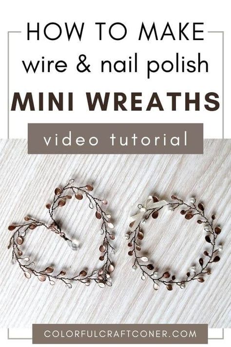 How to Make Chic Mini Wreath Ornaments (Video Tutorial) - Colorful Craft Corner Diy Mini Wreath, Mini Wreath Ornaments, Beads Video, Valentines Tree, Nail Polish Flowers, Wreath Ornaments, Mini Christmas Ornaments, Wire Ornaments, Nail Polish Crafts