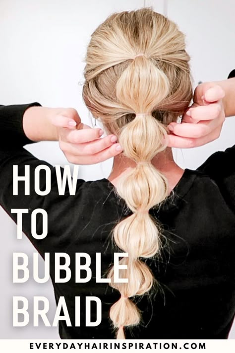 A bubble braid is an easy and quick hairstyle, that will get you lots of compliments! Give it a try with this easy step by step tutorial! Ponytail Bubble Braid Hairstyles, Bubble Braid Hairstyles How To, Bubble Braid For Long Hair, Tutorial Bubble Braids, Hair How To Easy Step By Step, Bubble Braid Videos Tutorial, Fun Bubble Braid Hairstyles, Bubble Braid Tutorial Ponytail, Bubble Braids Ponytail