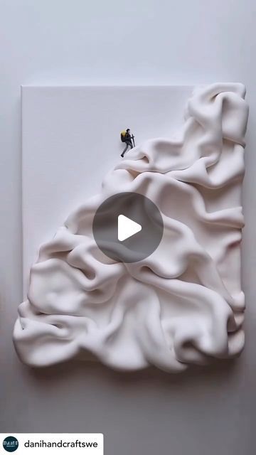 British Polymer Clay Guild on Instagram: "@danihandcraftswe is our new obsession 🤩 Clay looks like thick fabric drapes. 🤍 “To the top ☁️ Clay Artwork” . . . #hiking #mountain #abstractart #clayart #artistsoninstagram #sculptureart #miniature #polymerclay #draping #canvas#art #handmade #create #skiing" Polymer Clay On Canvas, Fabric Texture, Draped Fabric, Clay Sculpture, Polymer Clay Tutorial, Clay Tutorials, Abstract Sculpture, Clay Art, Sculpture Art