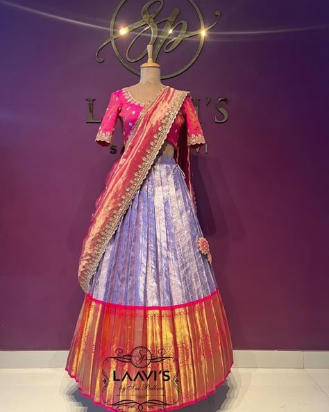 Half Saree Stitching Ideas, Croptop Lehenga Designs Latest, Croptop Lehenga Designs, Kanjeevaram Lehenga, Lehenga Models, Lehenga Designs Latest, Lehenga Ideas, Simple Frock, Cloth Designs