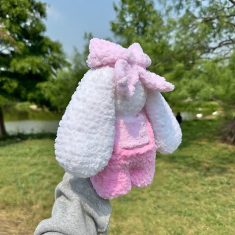 bunny with a layered pink shirt and overalls 🎀🍒 available on my etsy 🌸 bunny made using my hoodie bunnies pattern, clothes freehanded 🫧 #crochet #amigurumi #amigurumiplush #crochetplushies #crochetbunny #bunnyplush #crocheter Preppy Crochet, Crochet Bunny Plush, I Feel Numb, Pattern Clothes, Knit Items, Crochet Plushie, Crochet Plushies, Crochet Plush, Crochet Idea