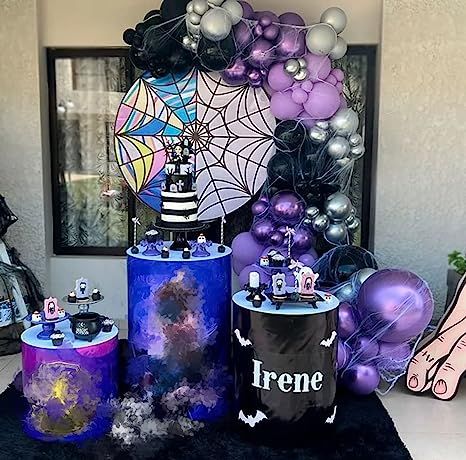 Wednesday Addams Balloon Arch, Addams Family Theme Party, Themed Balloon Garland, Wednesday Birthday, Addams Family Theme, Wednesday Party, Chrome Purple, Purple Birthday Party, Silver Balloons