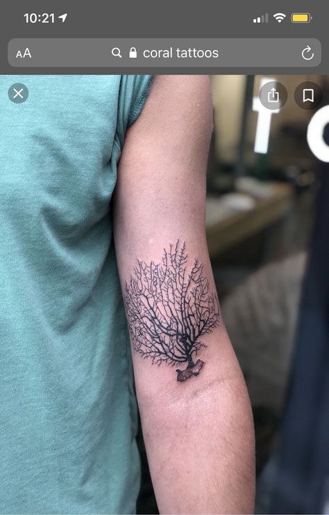 Coral Tattoo, Underwater Tattoo, Mum Tattoo, Fan Coral, Sea Tattoo, Ocean Tattoos, Delicate Tattoo, Grey And Coral, Dot Work Tattoo