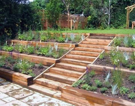 43 Creative Slope Landscaping Ideas To Elevate Your Backyard Backyard Hill, Slope Garden, Terraced Garden, Landscaping A Slope, Sloped Backyard Landscaping, Landscaping On A Hill, Hill Garden, Sloped Yard, Hillside Garden