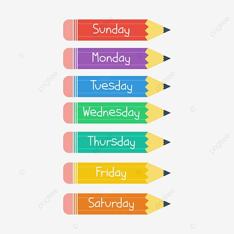 Days Of The Week Aesthetic, Calendar Clipart, Seasons Chart, 2024 Classroom, Pencil Clipart, Bappa Photo, Sunday To Saturday, Monday Tuesday Wednesday Thursday Friday, Watercolor Calendar