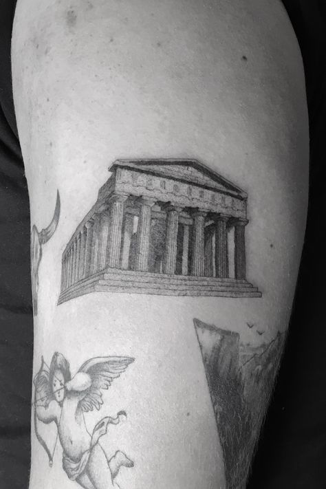 Tattoo uploaded by Jesus Antonio • Greek Temple Greek Temple Tattoo, Holy Spirit Tattoo, Greek God Tattoo, Temple Tattoo, God Tattoos, Greek Temple, Greek Gods, Holy Spirit, Temple