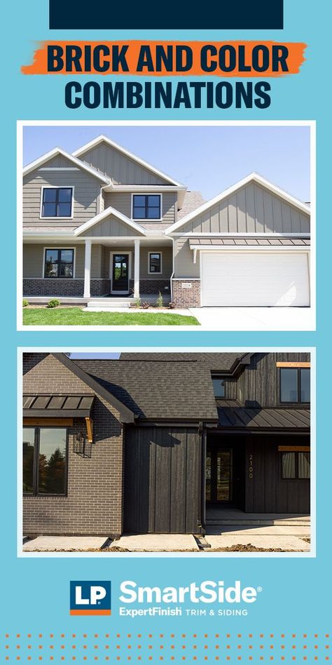 Exterior House Colors Brick, Lp Smart Side Exterior Colors, Exterior Stone And Siding Combinations, Gables On House Exterior, Ways To Elevate Your Home, Lp Smart Siding, Lp Smartside, Home Siding, Exterior House Siding