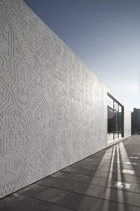 In Defense of Introverts | ArchDaily Cnc Pattern, Concrete Walls, Environmental Graphic Design, Building Facade, Environmental Design, Traditional Architecture, Environmental Graphics, Facade Architecture, Signage Design