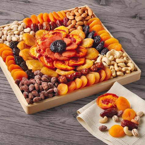 Harry & David Dried Fruit and Nut Tray Dry Fruit Basket, Salted Cashews, Dried Pears, Dry Fruit Tray, Honey Roasted Peanuts, Dry Fruit Box, Dried Fruit Mix, Diy Food Gifts, Gift For Coworkers