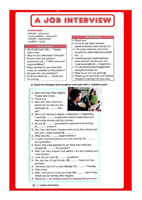 Job Interview Worksheet, Speaking Activities English, Esl Classroom, Business English, Esl Lessons, Speaking Activities, Advanced English, Grammar Lessons, English Teaching