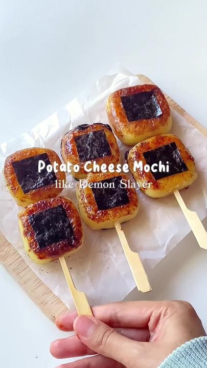 Viral Potato Cheese Mochi from Demon Slayer. I've been craving to make... | potato cheese mochi | TikTok Potato Cheese Mochi, Potato Mochi Recipe, Demon Slayer Recipes, Mochi Potato, Potato Mochi, Sushi Ideas, Japanese Mochi, Japanese Potato, Sweet Soy Sauce