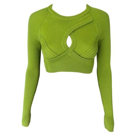 Crop Pullover, Png Clothes, Sweater Tops, Crop Sweater, Green Shirt, Paul Gaultier, Gianni Versace, Looks Style, Kpop Outfits