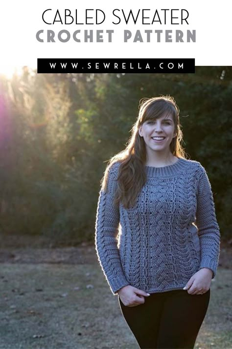 This heirloom sweater has pretty cabling and ribbing, which gives it a classic style that I just love! The free crochet pattern can be challenging, but I make it a little easier with some photos and a video tutorial for cables. Plus, the hard work is so worth the stunning result! #crochet #cables #sweater #freepattern #fall Cable Crochet Sweater Pattern Free, Crochet Cable Sweater, Crochet Sweater Vest, Crochet Sweater Free, Crochet Cable, Crochet Sweater Pattern Free, Cozy Crochet Patterns, Garment Pattern, Cable Sweater