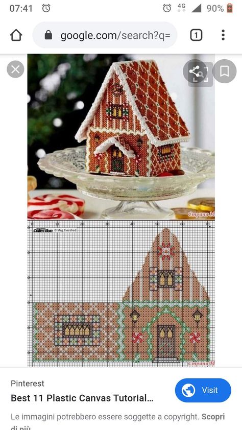 Cross Stitch House, Plastic Canvas Stitches, Plastic Canvas Ornaments, Cross Stitch Christmas Ornaments, Plastic Canvas Christmas, Plastic Canvas Patterns Free, Cross Stitch Patterns Christmas, Plastic Canvas Crafts, Christmas Embroidery