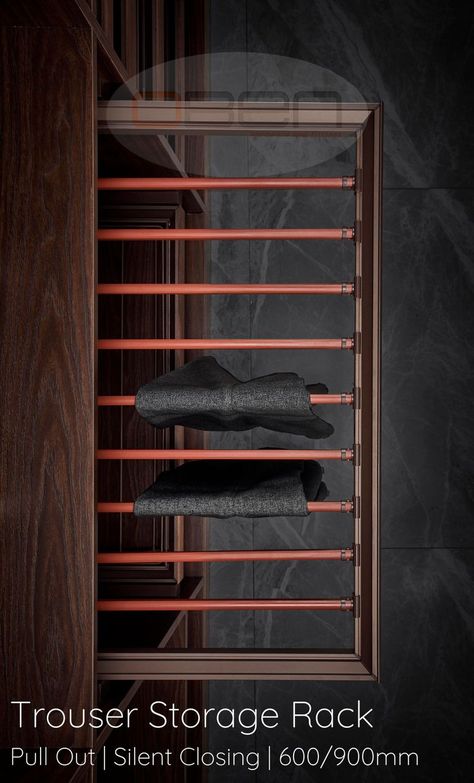 PULLOUT SILENT CLOSING Trouser Rack, Luxury Closets, Closets Design, Luxury Closets Design, Hanging Rack, Wardrobe Accessories, Hanging Racks, Closet Design, Luxury Closet