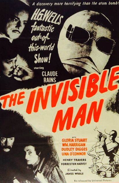 'The Invisible Man' (1933) ... The Invisible Man 1933, Universal Horror, Claude Rains, Scifi Movies, Sci Fy, Whale Drawing, The Invisible Man, Classic Posters, H G Wells