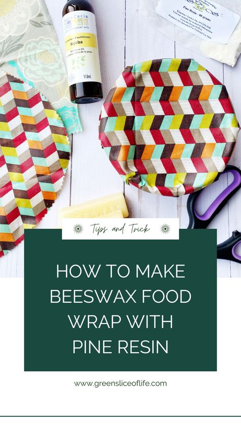 How To Make Beeswax Food Wraps with Pine Resin - Why pine resin and jojoba oil? The pine resin makes the beeswax sticky while the jojoba oil makes the wrap more pliable. Check out this eco-friendly DIY that will keep your food fresh. #diy #beeswax #foodwrap #pineresin #jojobaoil Homemade Alternatives, Beeswax Recipes, Diy Beeswax Wrap, Crafty Witch, Sustainable Diy, Beeswax Food Wraps, Bees Wax Wraps, Pine Resin, Eco Crafts