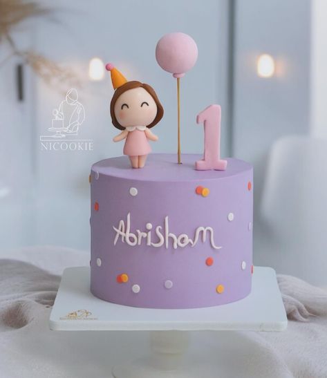 Abrisham's B-day👧🏻💜 Have your special occasion's cake with Nicookie! To order: +971561643533 We deliver to Dubai, AbuDhabi, Alain, Sharjah, Ajman, UAQ, and RAK 🤍 . . . . . #uaeevents #dubai #dubai🇦🇪 #uae #dubaicakes #kidscake #girlscake #babygirlcake #cutecake #purplecake #littlegirlcake Birthday Cake Designs For Kids, 1st Birthday Cake Designs, Simple Cake Design, Baby 1st Birthday Cake, New Cake Design, Cake Designs For Kids, 10 Birthday Cake, 1st Birthday Girl Decorations, Simple Birthday Party