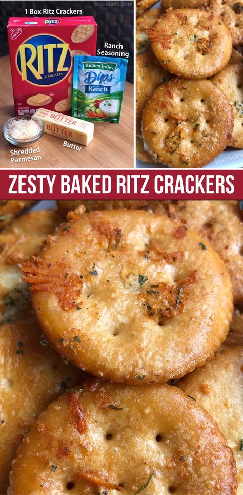 Baked Ritz Crackers, Parmesan Ranch, Ritz Cracker Recipes, Salt Crackers, Snack Mix Recipes, Cracker Snacks, Cracker Recipes, Ritz Crackers, Cheese Plate