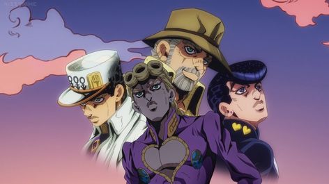 Giorno, Jotaro, Josuke, Joseph.  If you were wondering what Josuke and Joseph would look like in this Part 5 art style The Joestars, Josuke Higashikata, Joseph Joestar, Jojo Parts, Jojo's Bizarre Adventure Anime, Jotaro Kujo, Jojo Memes, Keys Art, Jojo Bizzare Adventure