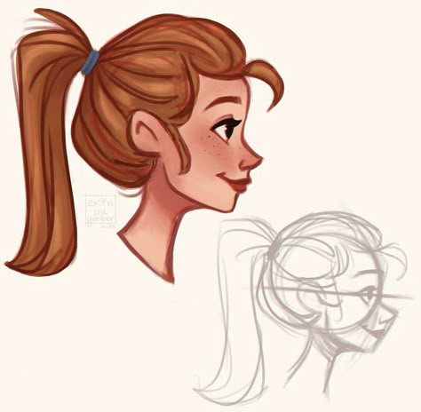 Side View Character Design, Side Profile Character Design, Person Side View Drawing, Profile View Reference, Cartoon Side Profile, Side Profile Illustration, Cartoon Side View, Faces In Profile, Side Face Drawing