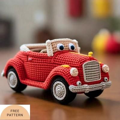 Crochet Car Amigurumi Crochet Truck Pattern, Crochet Cars, Herbie The Love Bug, Bug Volkswagen, Crochet Lovey Free Pattern, Whimsical Crochet, Crochet Turtle Pattern, Crochet Doll Clothes Free Pattern, Crochet Placemat Patterns