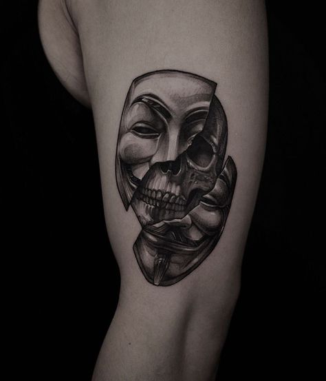 Theater Mask Tattoo, Tattoo Ideas Males, Gemini Tattoo, Tattoo Inspiration Men, Theme Tattoo, Neck Tattoo For Guys, Mask Tattoo, Latest Tattoos, Detailed Tattoo