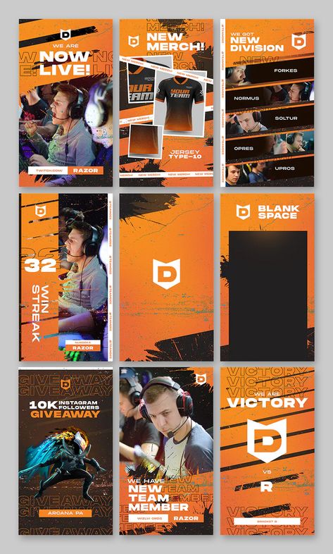 E- Sports Instagram Story Templates PSD Movie Story Instagram, Instagram Post Games, Social Media Calendar Template, Sports Social Media, Best Facebook Cover Photos, Sports Templates, Sports Graphic Design, Story Templates, Graphic Design Tips