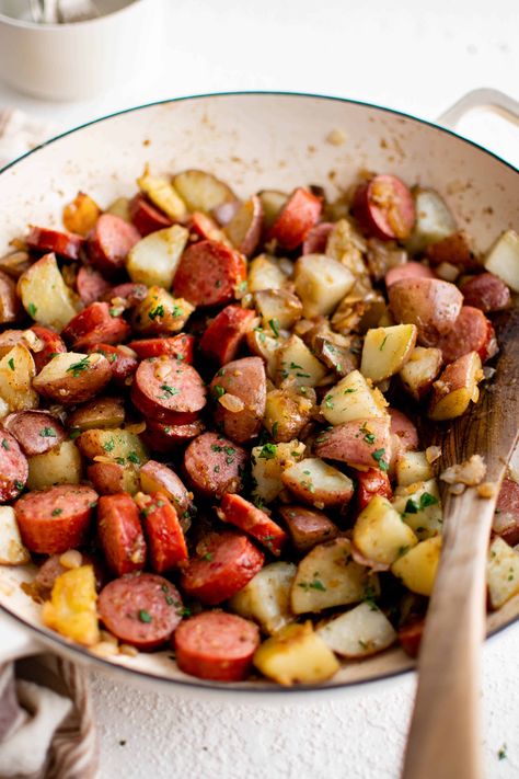 Smoked Sausage And Red Potatoes, Kielbasa And Potatoes Stovetop, Recipes With Beef Kielbasa, Turkey Kielbasa Recipes, Kilbasa Sausage Recipes, Easy Kielbasa Recipes, Kielbasa Sausage Recipes, Sausage And Potato Bake, Kielbasa And Potatoes