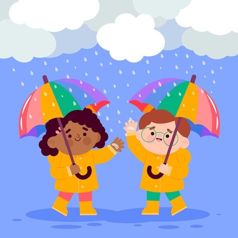 Season Rainy, Comprehension Kindergarten, Rainy Day Drawing, Seasons Chart, Rainy Day Photos, Playing In The Rain, Monsoon Kids, Reading Comprehension Kindergarten, Album Cover Wallpaper Collage