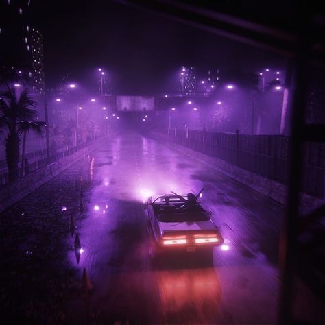 Synthwave Cyberpunk, Car Aesthetic Night, Purple Wall Collage, Cyberpunk Aesthetics, Euphoria Aesthetic, Violet Aesthetic, Purple Vibe, New Retro Wave, Lavender Aesthetic