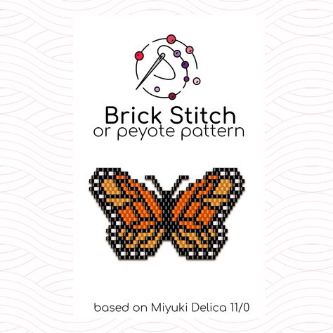 Seed Bead Crafts, Design Palette, Brick Stitch Pattern, Brick Stitch Earrings, Butterfly Pattern, Monarch Butterfly, Brick Stitch, Beading Tutorials, Beads And Wire