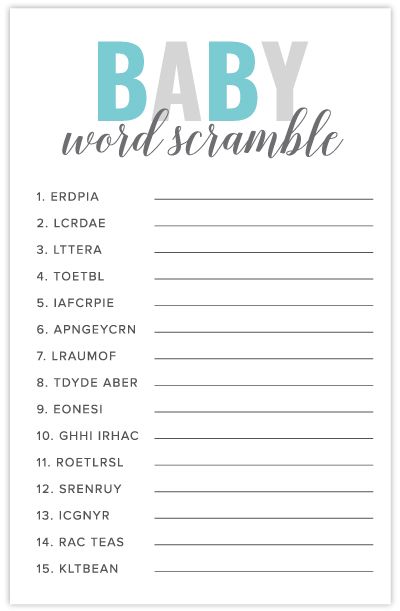 Free Printable Baby Shower Games – Volume 1 Babyshowergames Free Printable, Free Printable Baby Shower Games With Answers, Free Baby Shower Games Printables Boys, Baby Shower Games Free Printables, Baby Shower Scramble, Baby Shower Word Scramble, Work Baby Showers, Shower Funny, Babby Shower