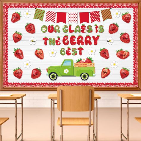 PRICES MAY VARY. Package includes: You will get 91 pieces strawberry bulletin board cutout and 100 glue points. With strawberry decor elements, these strawberry decorations are suitable for back to school classroom decorations Large Size: The size of the strawberry bulletin board decorations is about 21 x 10.2 inches/ 53.2 x 26.2 cm, the strawberry is about 4.8 inches/ 12 cm, and the flower daisy is about 3.1 inches/ 8 cm; You can easily combine strawberry decorations with glue points, quickly a Mushroom Bulletin Board, Strawberry Classroom Theme, Strawberry Bulletin Board, Infant Classroom Decorations, Classroom Set Up, Strawberry Board, Back To School Classroom Decorations, Classroom Decor Elementary, Farm Classroom Theme