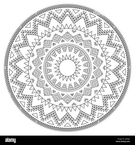 Aztec mandala vector design with stroke - perfect for adult coloring books, Aztec geometeric pattern Stock Vector Image & Art - Alamy Mandala Vector Design, Aztec Mandala, Mandala Template, Black White Rooms, Round Pattern, White Bohemian, Mandala Vector, Mandala Design, Adult Coloring Books