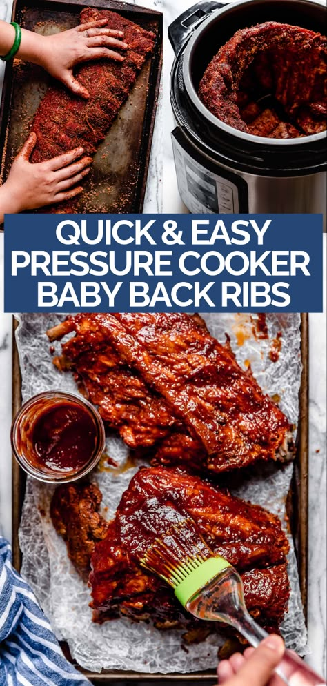 pressure cooker baby back ribs recipe - the BEST pressure cooker baby back ribs recipe! my dry rub for baby back ribs + a secret ingredient + perfected cooking time = juicy & tender ribs! #playswellwithbutter #pressurecookerribs #babybackribs #ribsrecipe #pressurecooker #instantpotrecipes #babybackribsinstantpot Rub For Baby Back Ribs, Ribs Instapot, Pressure Cooked Ribs, Pressure Cooker Ribs, Instant Pot Ribs Recipe, Baby Back Ribs Recipe, Back Ribs Recipe, Best Pressure Cooker Recipes, Pressure Cooker Pork