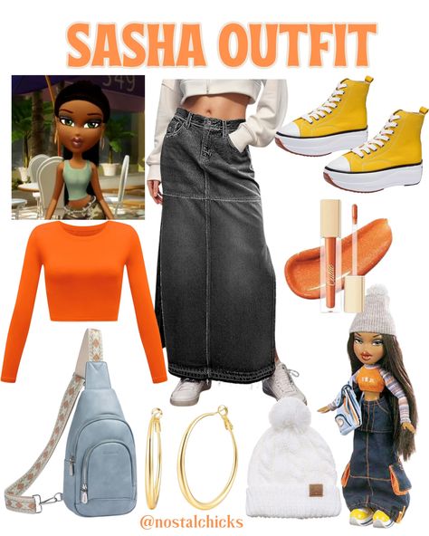 BRATZ OUTFIT Bratz Sasha Outfit, Sasha Bratz Outfits, Bratz Fashion Outfits, Easy Costume Ideas, Bratz Outfits, Costume Ideas For Halloween, Bratz Fashion, Core Outfits, Easy Costume